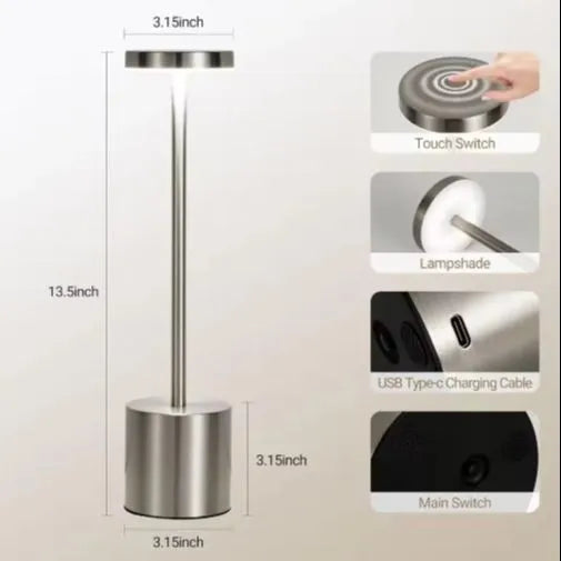 USB Rechargeable LED Night Light Desk Lamp – 3 Color Touch Sensor